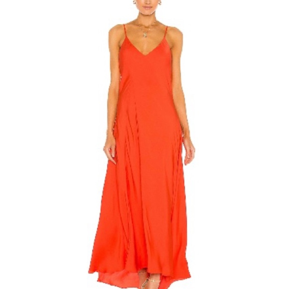 Essentiel Antwerp Ling Orange Ruffled Asymmetrical Maxi Sundress